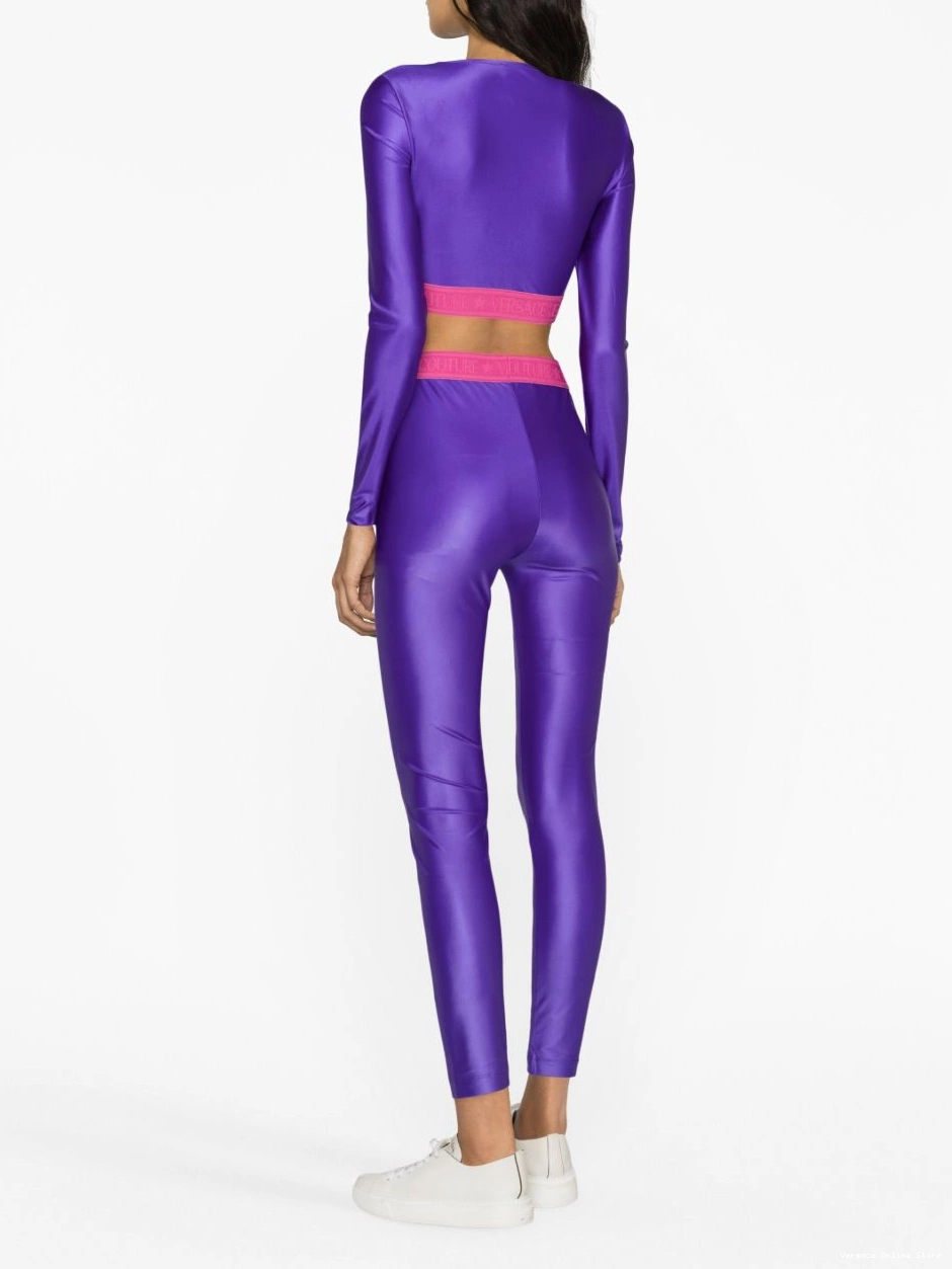 Affordable Jeans Couture crop Versace Women logo-underband top 0809